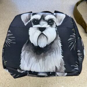 Dog Print Black lunch bag mini schnauzer